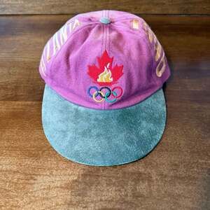 Vintage 1996 Atlanta Olympics Strapback Hat with Suede Brim and Paisley Underbri
